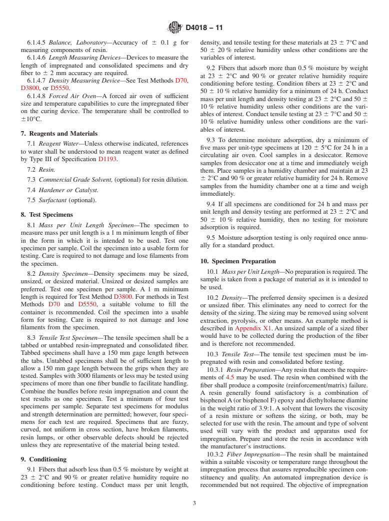 ASTM D4018-11 - Standard Test Methods for Properties of Continuous Filament Carbon and Graphite Fiber Tows