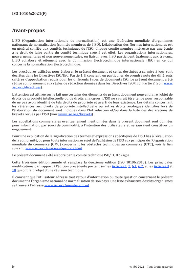 ISO 10106:2021 ISO 10106:2021 - Bouchons en liège — Détermination de la migration globale
Released:7/8/2021 - Page 4 preview