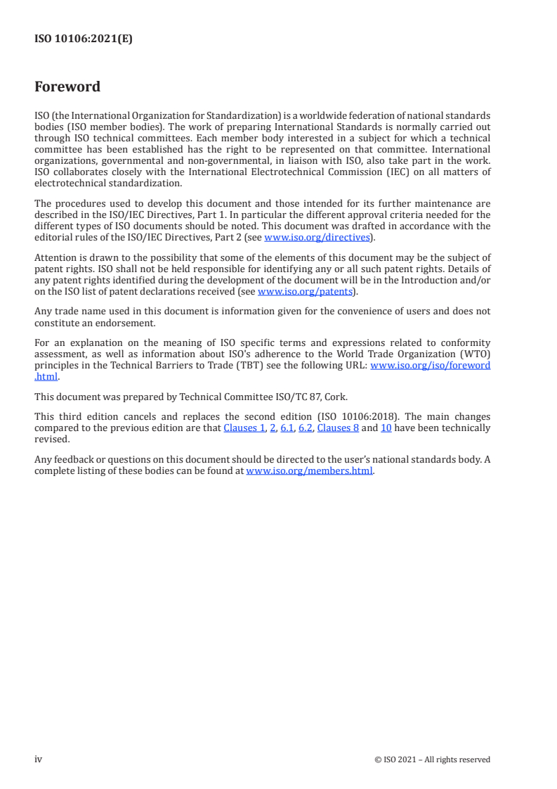 ISO 10106:2021 ISO 10106:2021 - Cork stoppers — Determination of global migration
Released:6/28/2021 - Page 4 preview