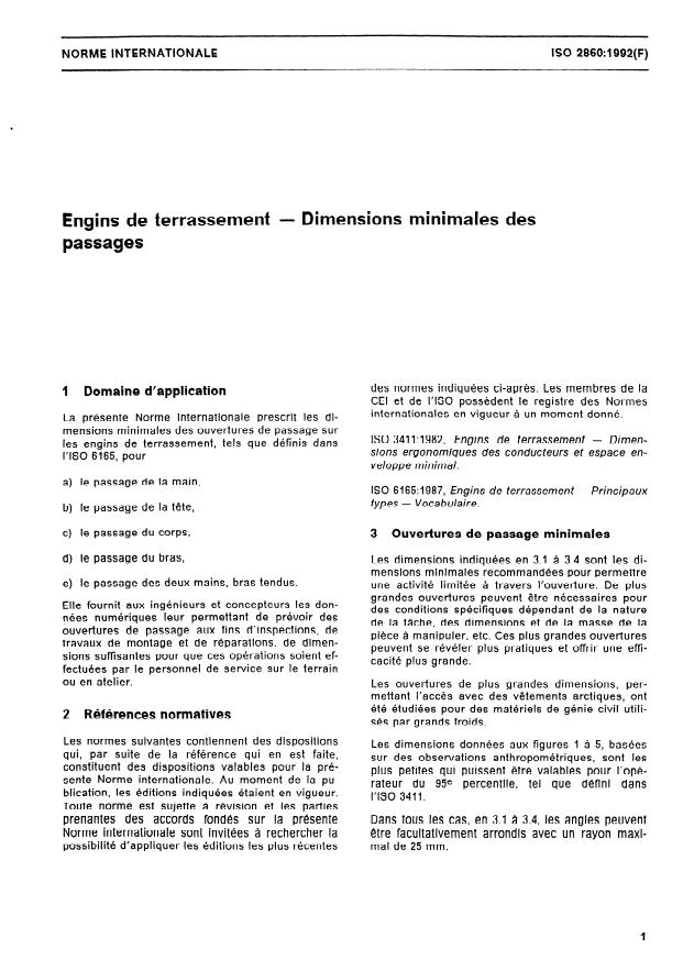 ISO 2860:1992 ISO 2860:1992 - Engins de terrassement -- Dimensions minimales des passages - Page 3 preview