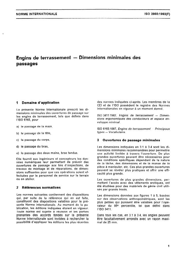 ISO 2860:1992 ISO 2860:1992 - Engins de terrassement -- Dimensions minimales des passages - Page 3 preview