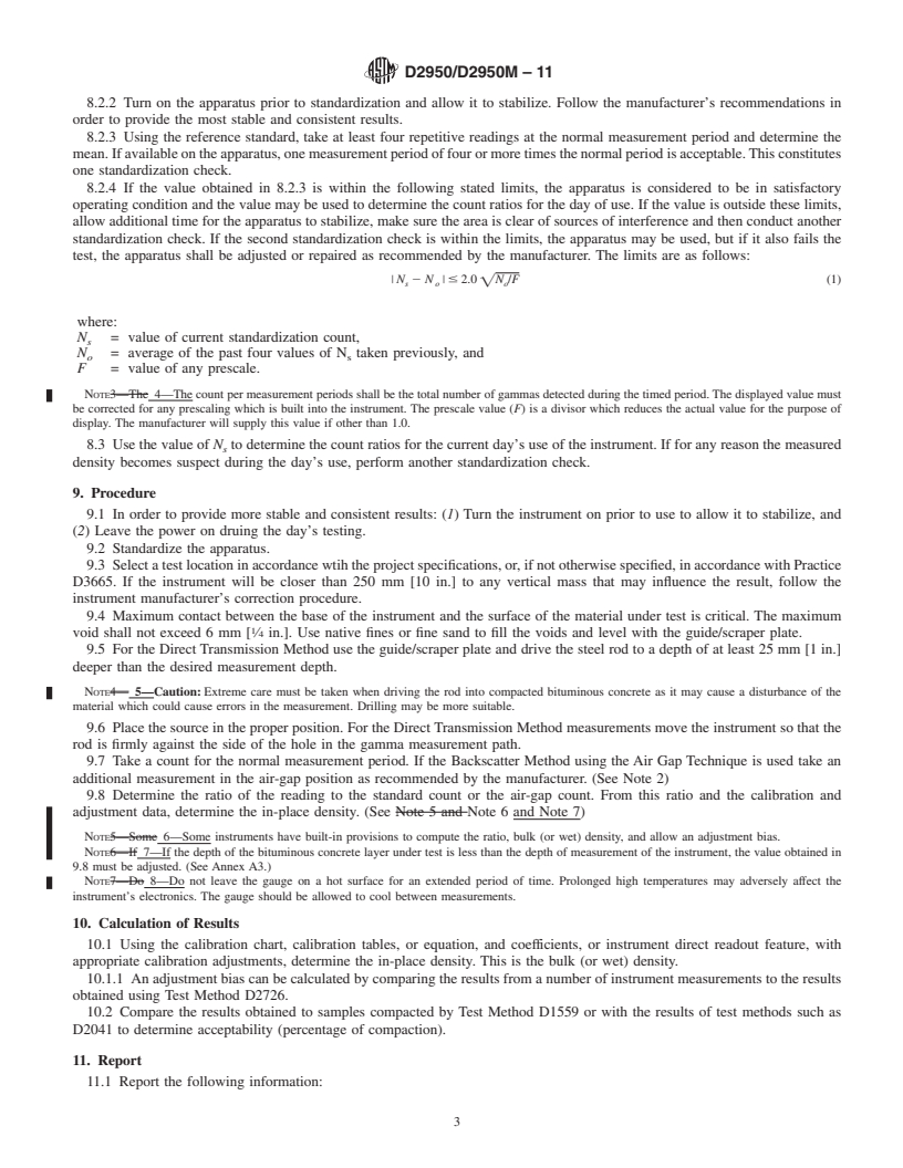 REDLINE ASTM D2950/D2950M-11 - Standard Test Method for Density of Bituminous Concrete in Place by Nuclear Methods