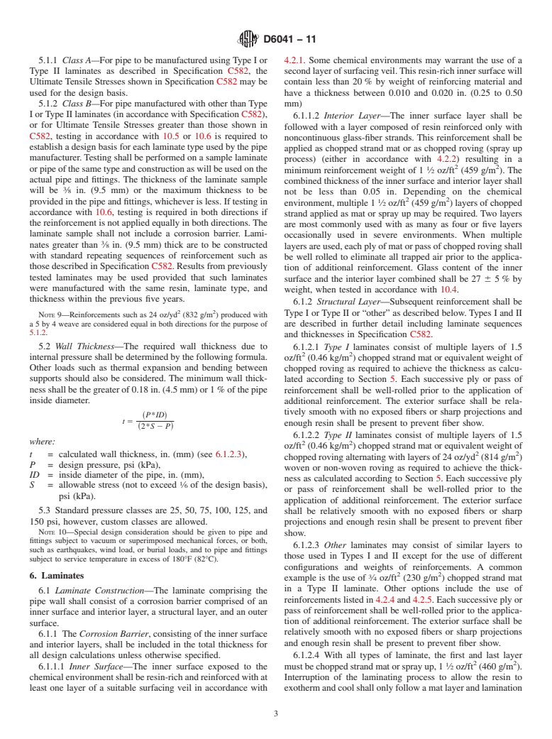 ASTM D6041-11 - Standard Specification for Contact-Molded <span class='unicode'>&#x201C;</span>Fiberglass<span class='unicode'>&#x201D;</span> (Glass-Fiber-Reinforced Thermosetting Resin) Corrosion Resistant Pipe and Fittings