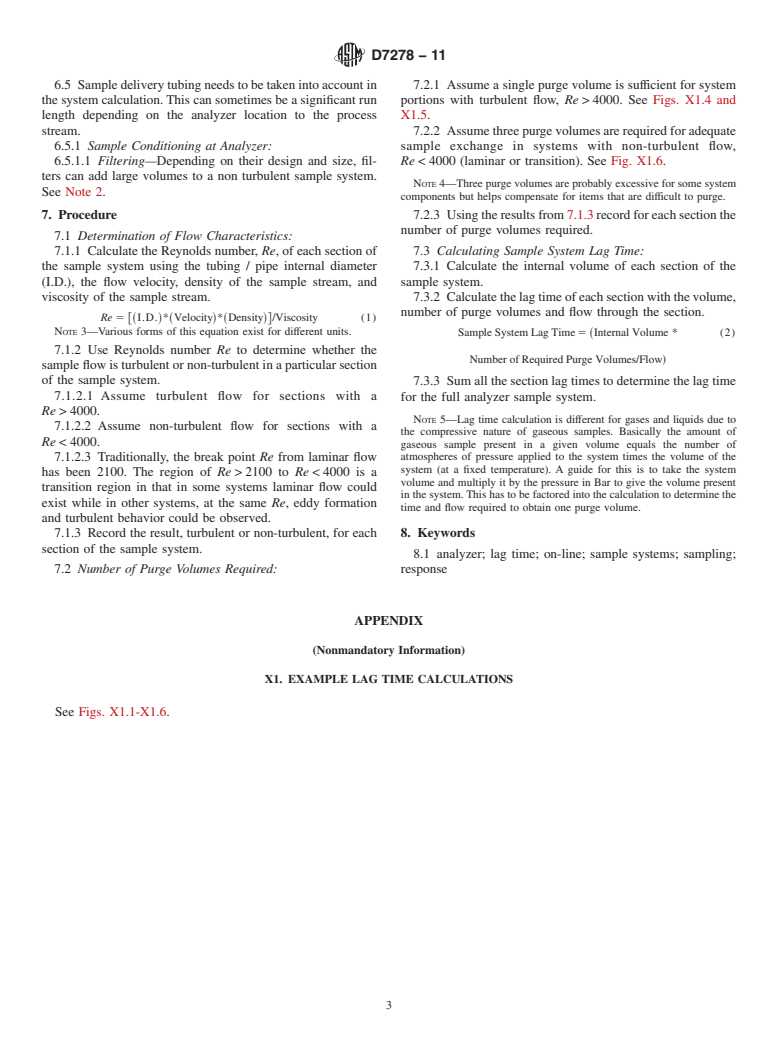 ASTM D7278-11 - Standard Guide for Prediction of Analyzer Sample System Lag Times