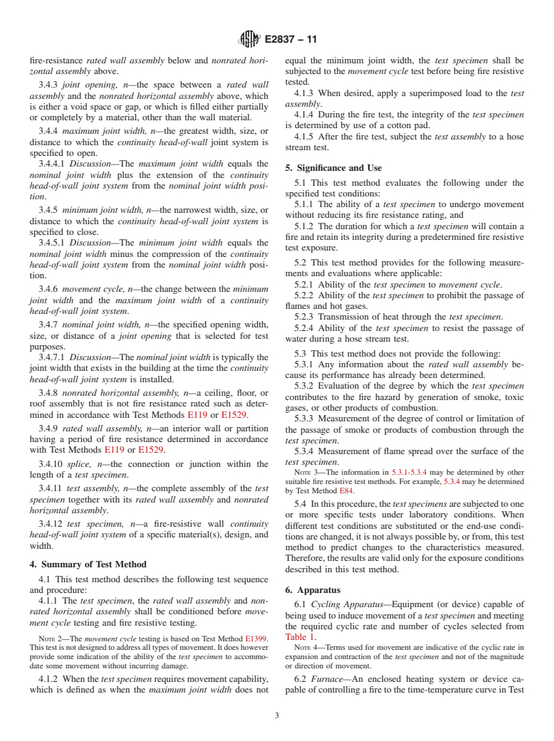 ASTM E2837-11 - Standard Test Method for Determining the Fire Resistance of Continuity Head-of-Wall Joint Systems Installed Between Rated Wall Assemblies and Nonrated Horizontal Assemblies