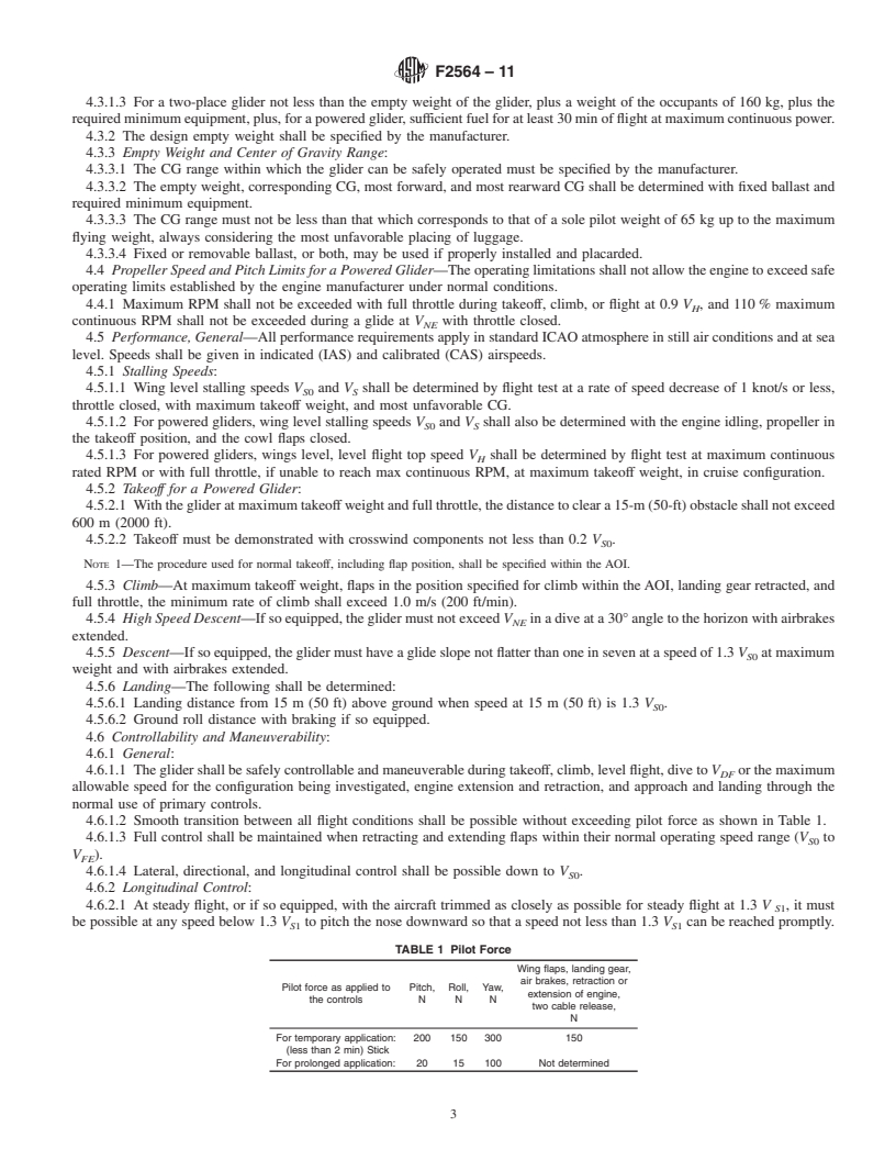 REDLINE ASTM F2564-11 - Standard Specification for Design and Performance of a Light Sport Glider