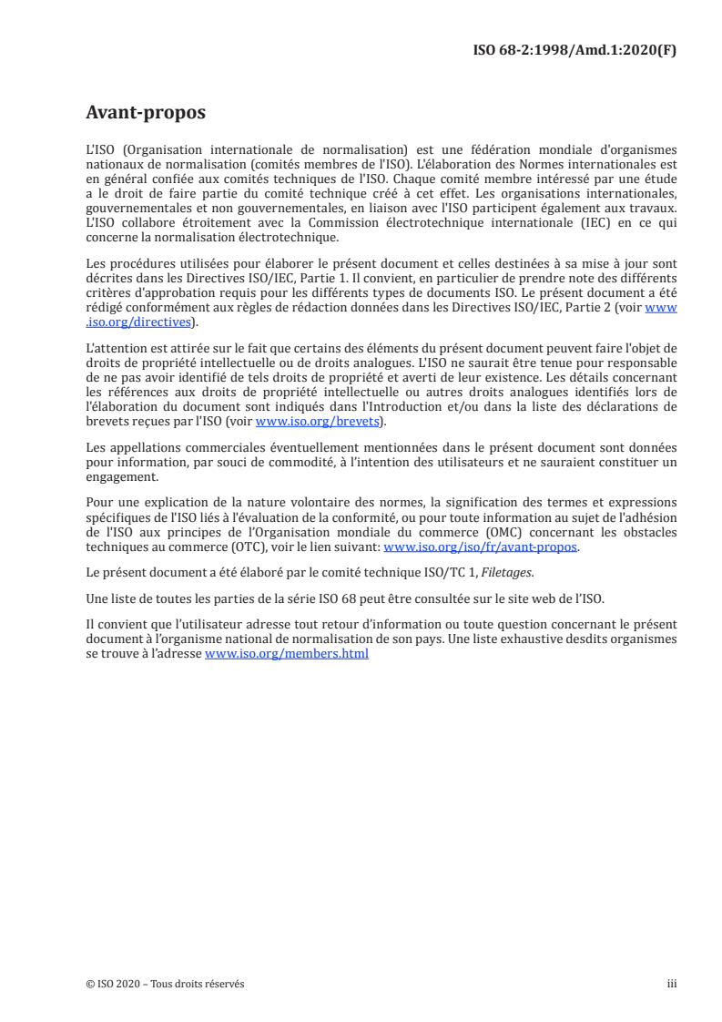 ISO 68-2:1998/Amd 1:2020 - Filetages ISO pour usages généraux — Profil de base — Partie 2: Filetages en inches — Amendement 1: Les dimensions du profil de base
Released:1/31/2020