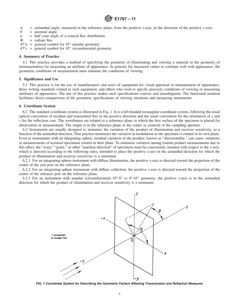 REDLINE ASTM E1767-11 - Standard Practice for Specifying the Geometries of Observation and Measurement to Characterize the Appearance of Materials