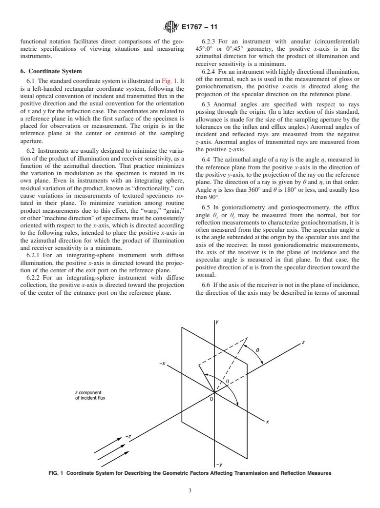 ASTM E1767-11 - Standard Practice for Specifying the Geometries of Observation and Measurement to Characterize the Appearance of Materials