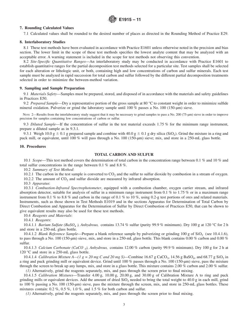 REDLINE ASTM E1915-11 - Standard Test Methods for Analysis of Metal Bearing Ores and Related Materials for Carbon,  Sulfur, and Acid-Base Characteristics