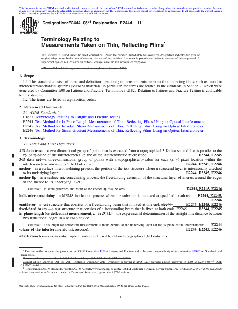 REDLINE ASTM E2444-11 - Terminology Relating to Measurements Taken on Thin, Reflecting Films