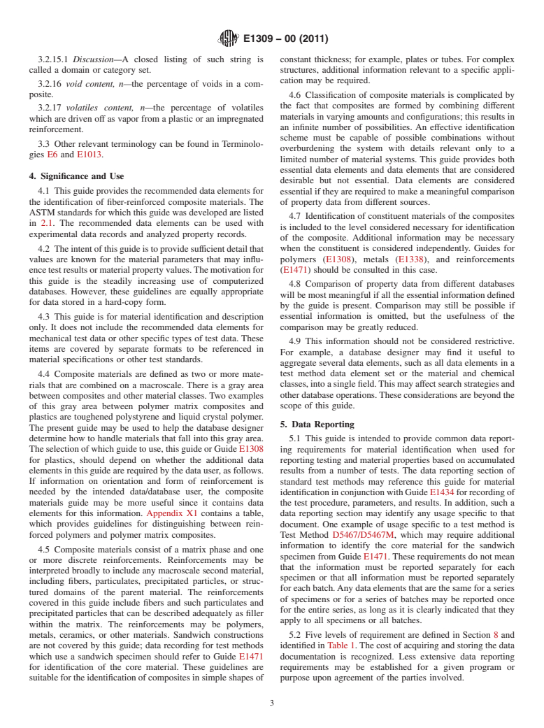 ASTM E1309-00(2011) - Standard Guide for Identification of Fiber-Reinforced Polymer-Matrix Composite Materials in Databases (Withdrawn 2015)