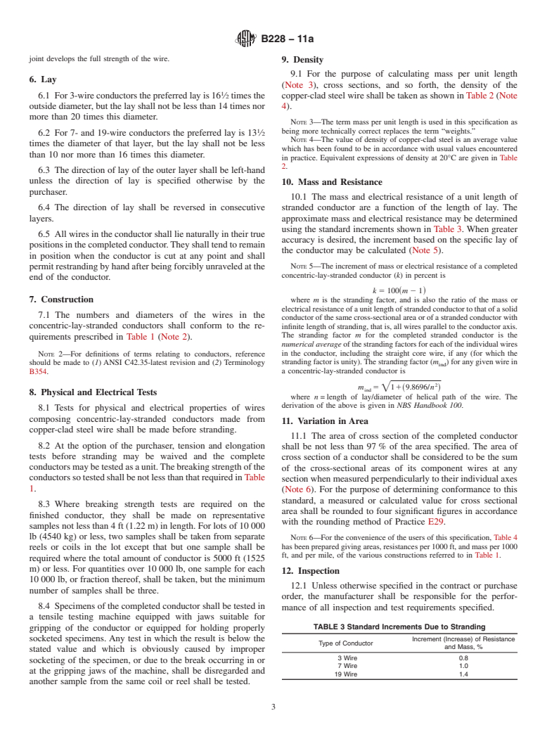 ASTM B228-11a - Standard Specification for Concentric-Lay-Stranded Copper-Clad Steel Conductors