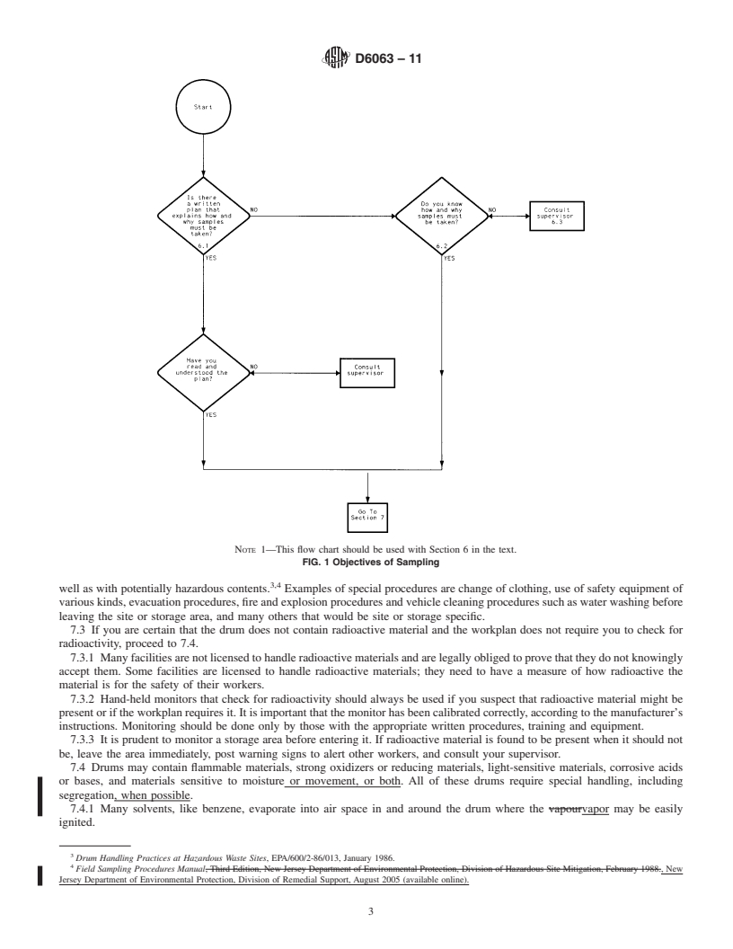 REDLINE ASTM D6063-11 - Standard Guide for Sampling of Drums and Similar Containers by Field Personnel