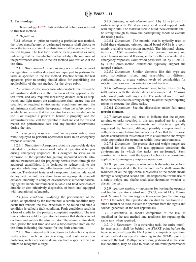 ASTM E2827-11 - Standard Test Method for Evaluating Emergency Response Robot Capabilities: Mobility: Confined Area Terrains: Crossing Pitch/Roll Ramps