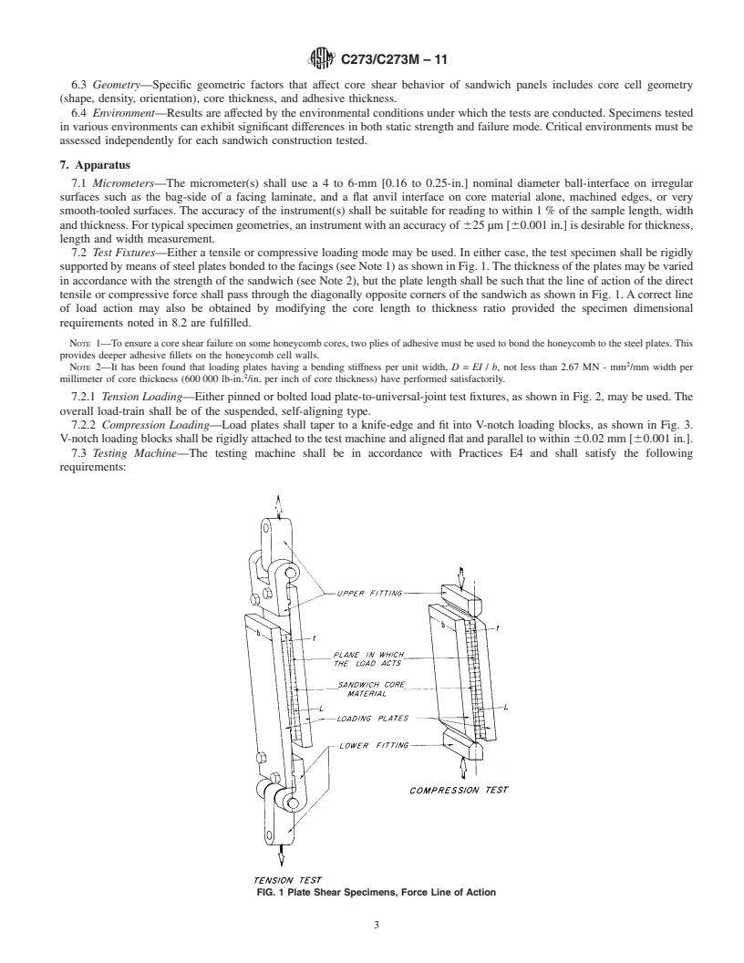 REDLINE ASTM C273/C273M-11 - Standard Test Method for Shear Properties of Sandwich Core Materials