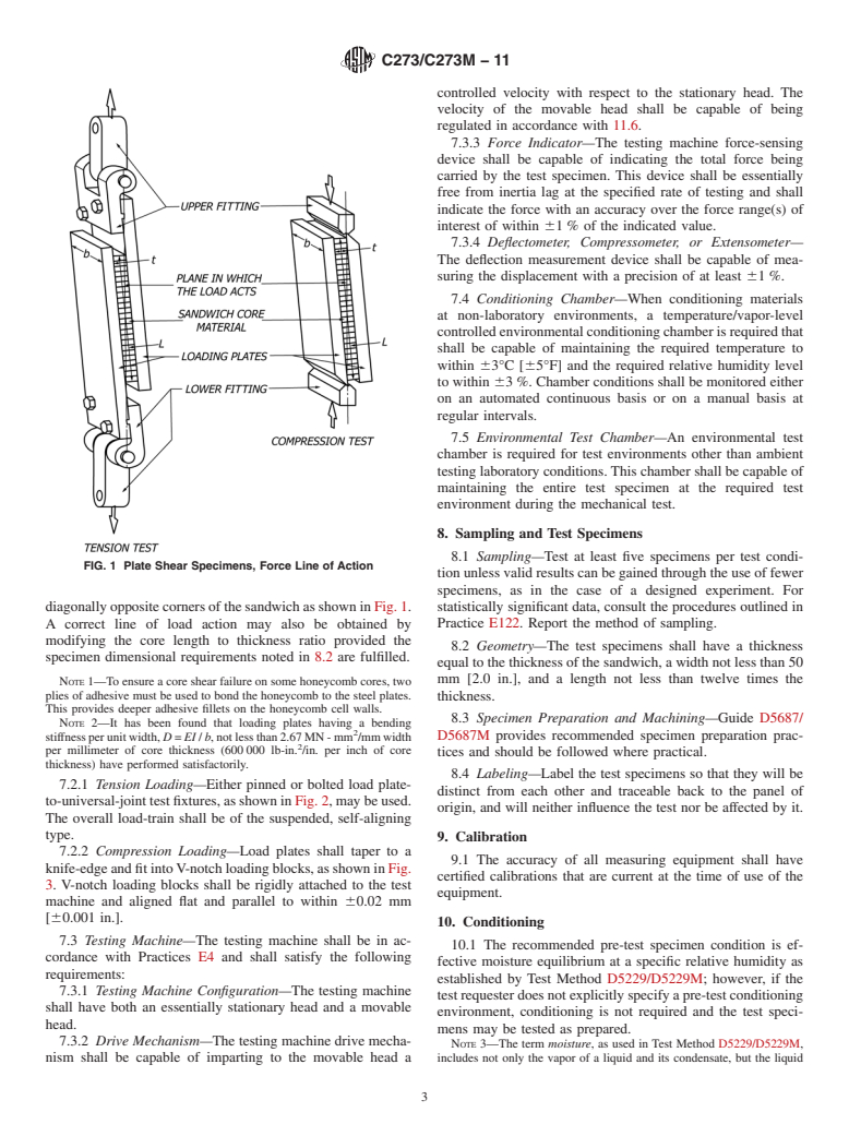 ASTM C273/C273M-11 - Standard Test Method for Shear Properties of Sandwich Core Materials