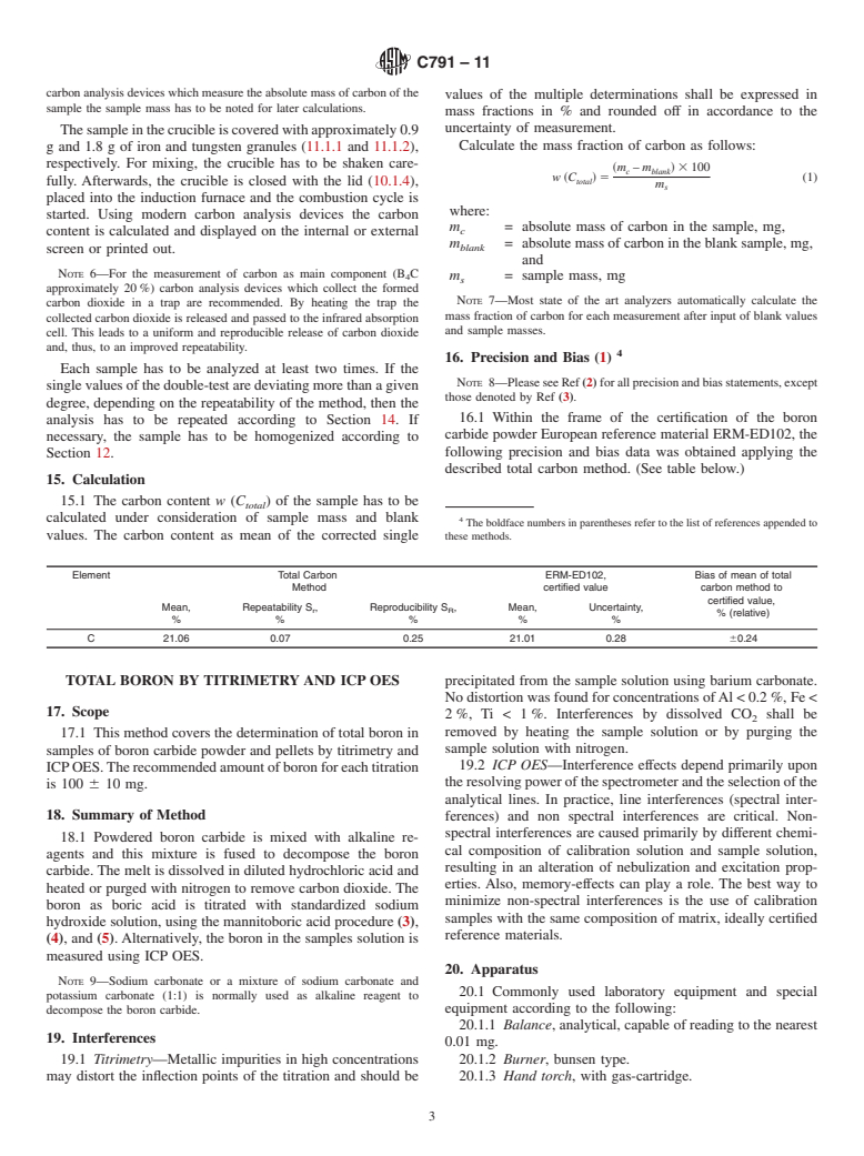 ASTM C791-11 - Standard Test Methods for  Chemical, Mass Spectrometric, and Spectrochemical Analysis of Nuclear-Grade Boron Carbide