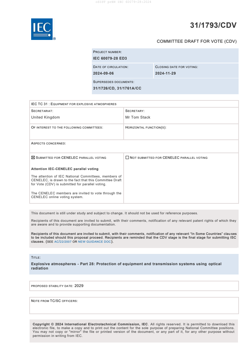 prEN IEC 60079-28:2024 - BARVE