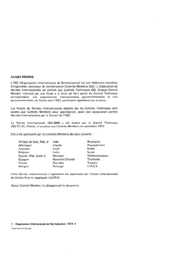 ISO 2866:1974 ISO 2866:1974 - Soufre a usage industriel -- Dosage du carbone total -- Méthode titrimétrique - Page 2 preview