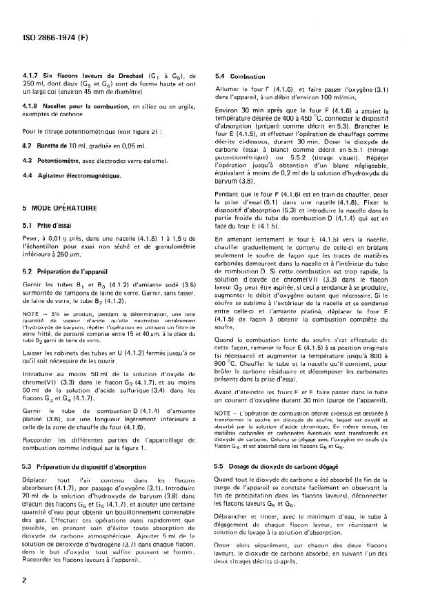 ISO 2866:1974 ISO 2866:1974 - Soufre a usage industriel -- Dosage du carbone total -- Méthode titrimétrique - Page 4 preview