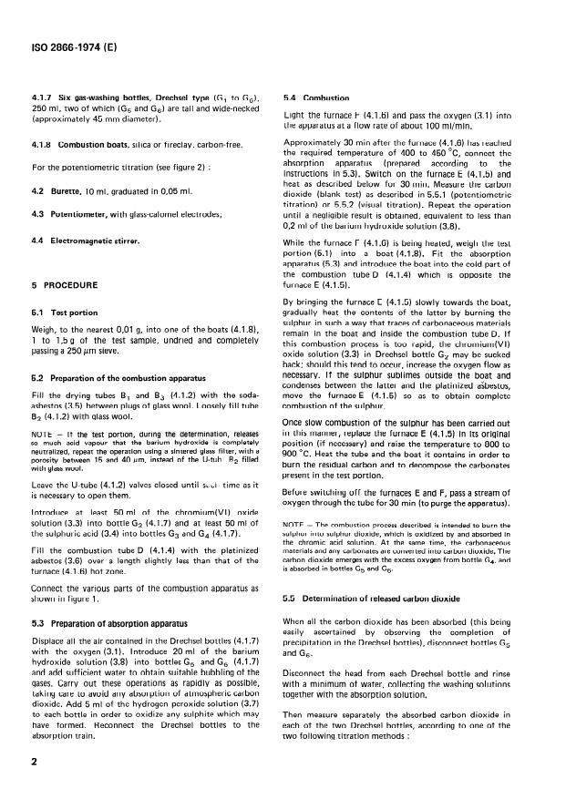 ISO 2866:1974 ISO 2866:1974 - Sulphur for industrial use -- Determination of total carbon content -- Titrimetric method - Page 4 preview