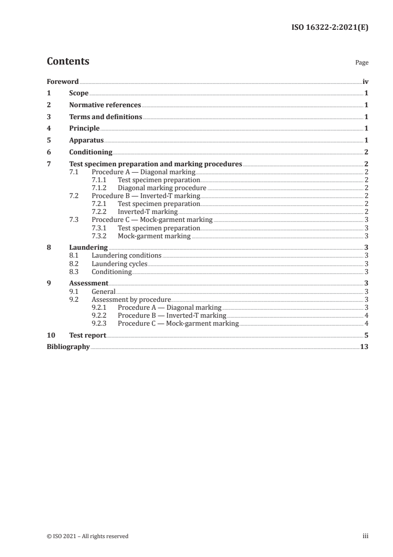 ISO 16322-2:2021 - Textiles — Determination of spirality after laundering — Part 2: Woven and knitted fabrics
Released:4/20/2021