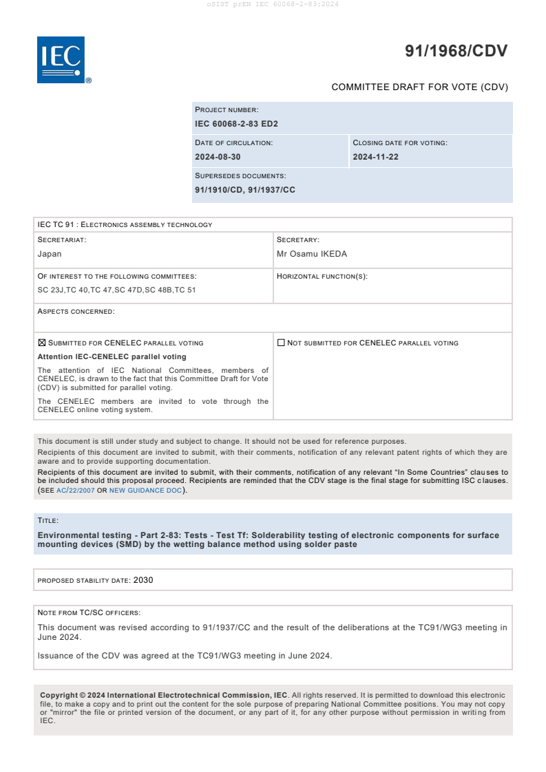 prEN IEC 60068-2-83:2024