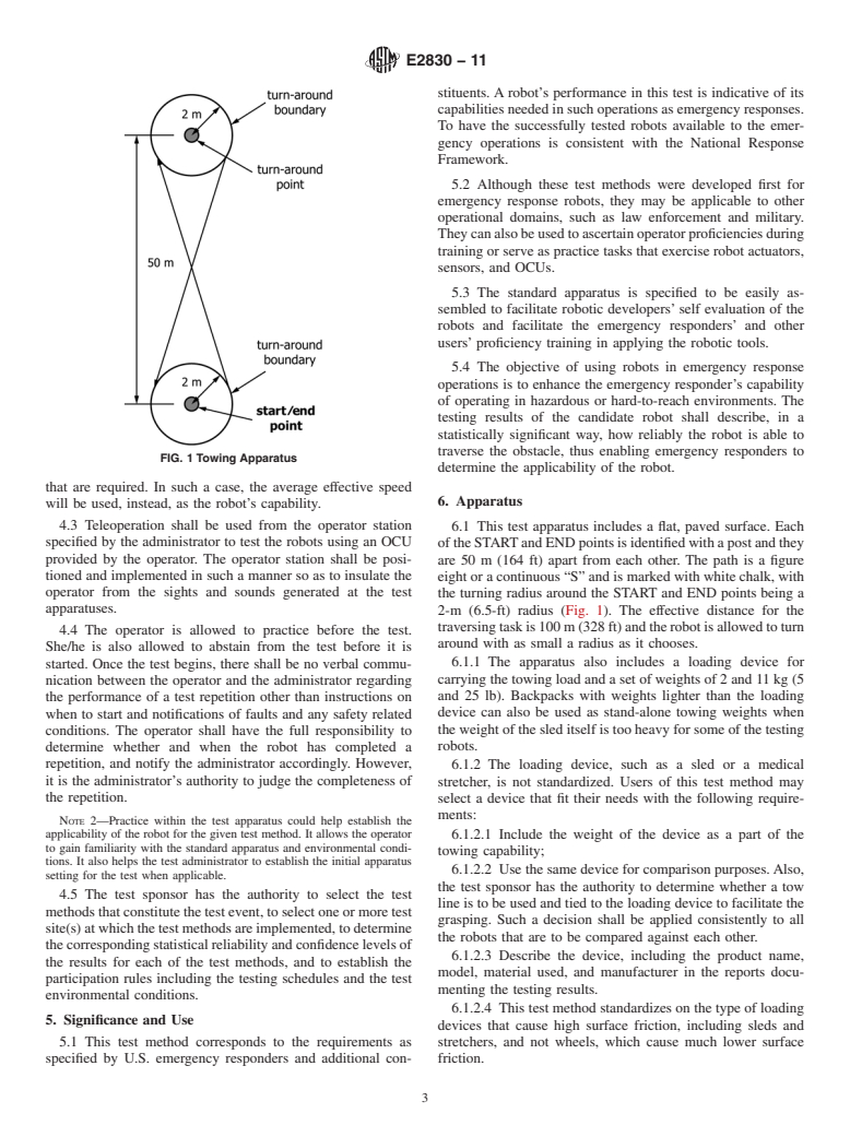 ASTM E2830-11 - Standard Test Method for Evaluating the Mobility Capabilities of Emergency Response Robots Using Towing Tasks: Grasped Sleds