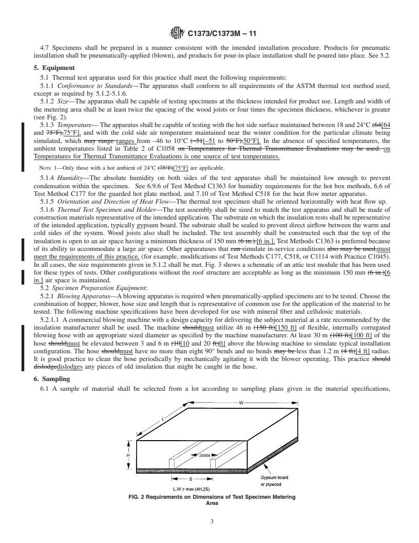 REDLINE ASTM C1373/C1373M-11 - Standard Practice for Determination of Thermal Resistance of Attic Insulation Systems Under Simulated Winter Conditions