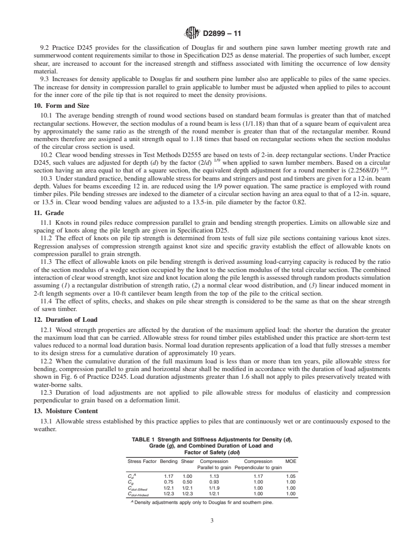 REDLINE ASTM D2899-11 - Standard Practice for Establishing Allowable Stresses for Round Timber Piles