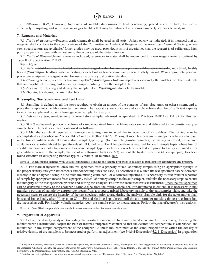 REDLINE ASTM D4052-11 - Standard Test Method for Density, Relative Density, and API Gravity of Liquids by Digital Density Meter