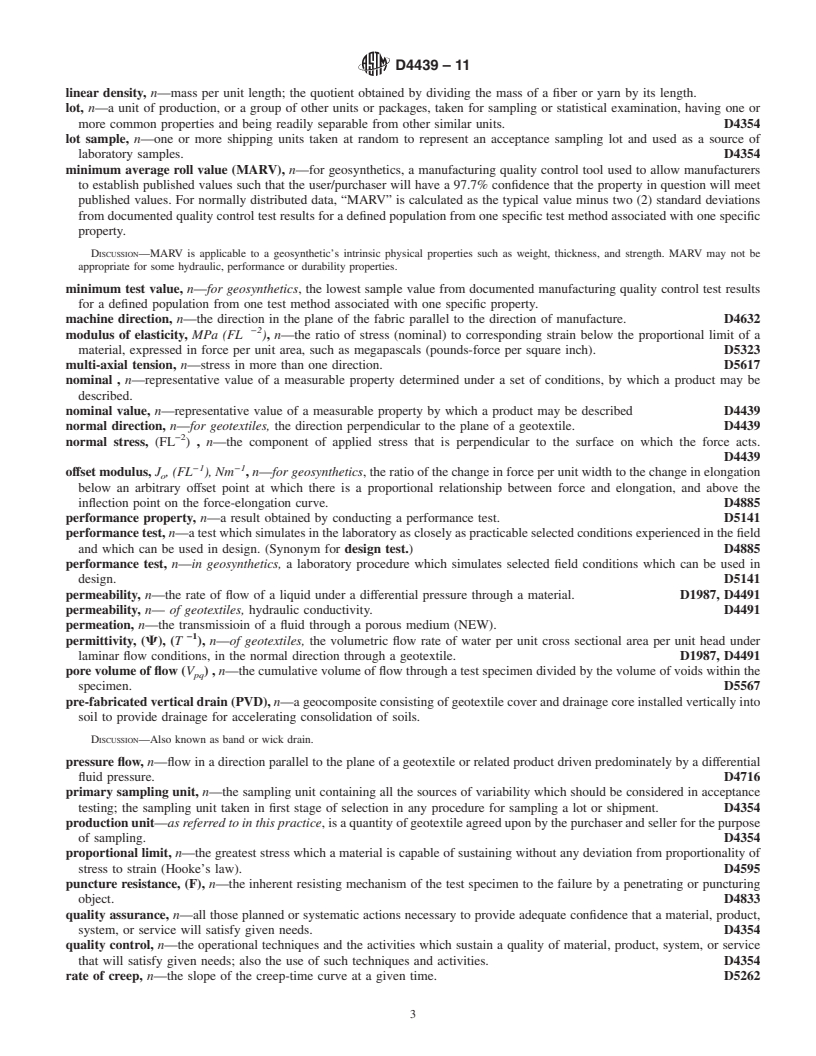 REDLINE ASTM D4439-11 - Standard Terminology for Geosynthetics