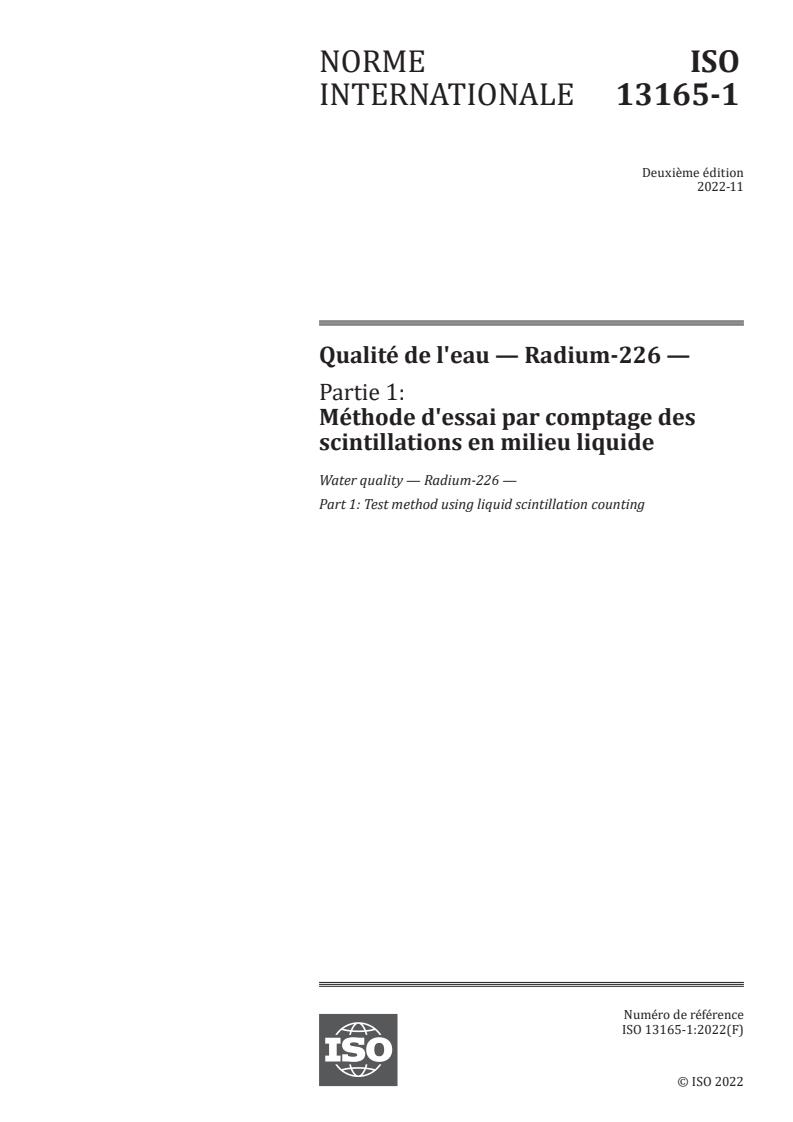 ISO 13165-1:2022 - Water quality — Radium-226 — Part 1: Test method using liquid scintillation counting
Released:6. 01. 2023