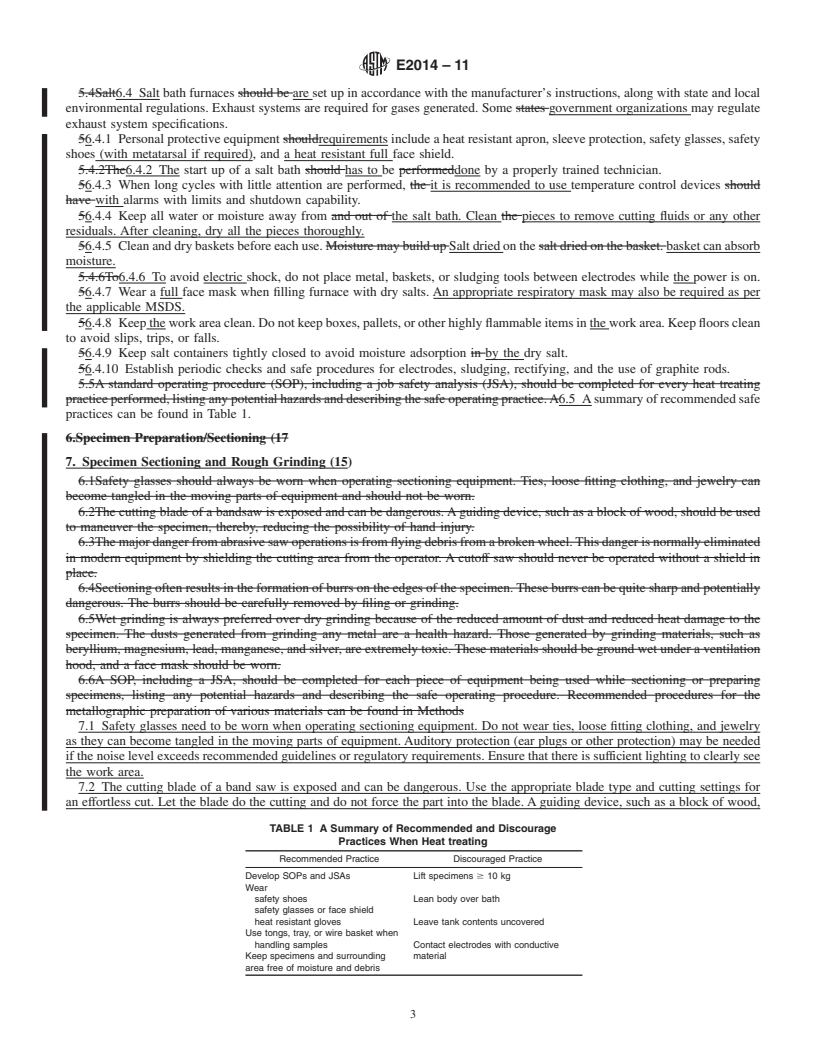 REDLINE ASTM E2014-11 - Standard Guide on Metallographic Laboratory Safety