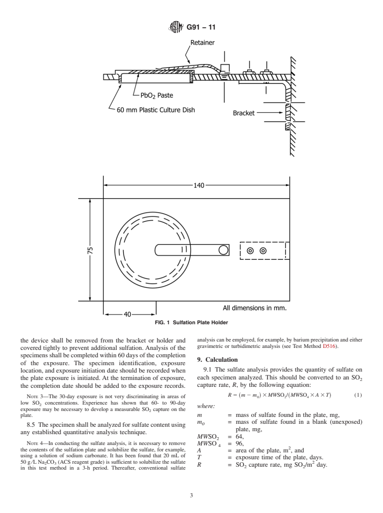 ASTM G91-11 - Standard Practice for Monitoring Atmospheric SO<sub>2</sub> Deposition Rate for Atmospheric Corrosivity Evaluation