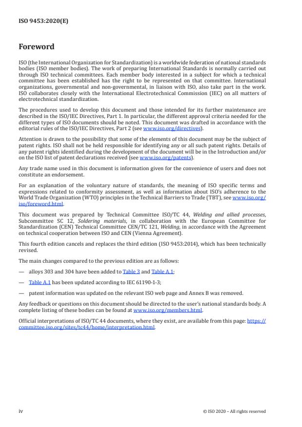 ISO 9453:2020 ISO 9453:2020 - Soft solder alloys -- Chemical compositions and forms - Page 4 preview