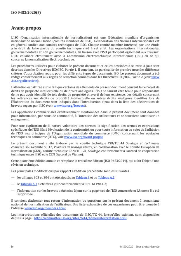 ISO 9453:2020 ISO 9453:2020 - Alliages de brasage tendre -- Compositions chimiques et formes - Page 4 preview