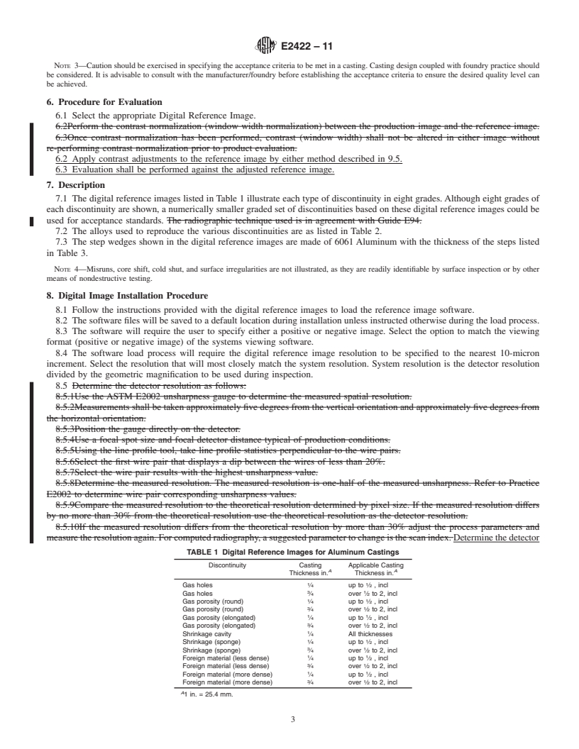 REDLINE ASTM E2422-11 - Standard Digital Reference Images for Inspection of Aluminum Castings