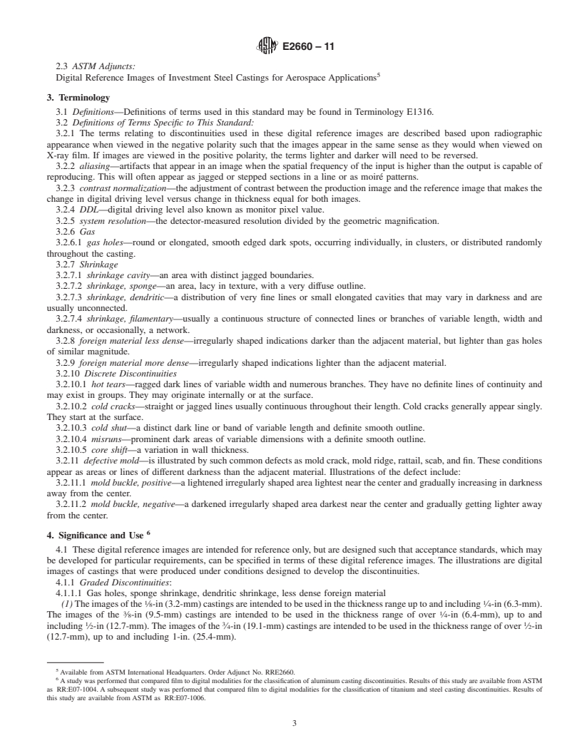 REDLINE ASTM E2660-11 - Standard Digital Reference Images for Investment Steel Castings for Aerospace Applications