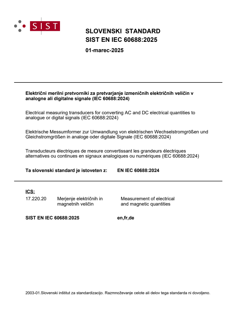 EN IEC 60688:2025 - BARVE