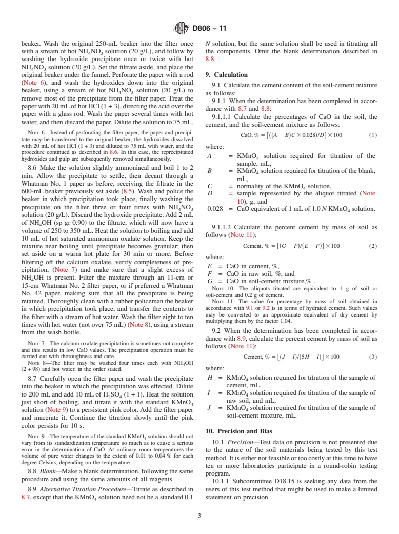 ASTM D806-11 - Standard Test Method for Cement Content of Hardened Soil-Cement Mixtures