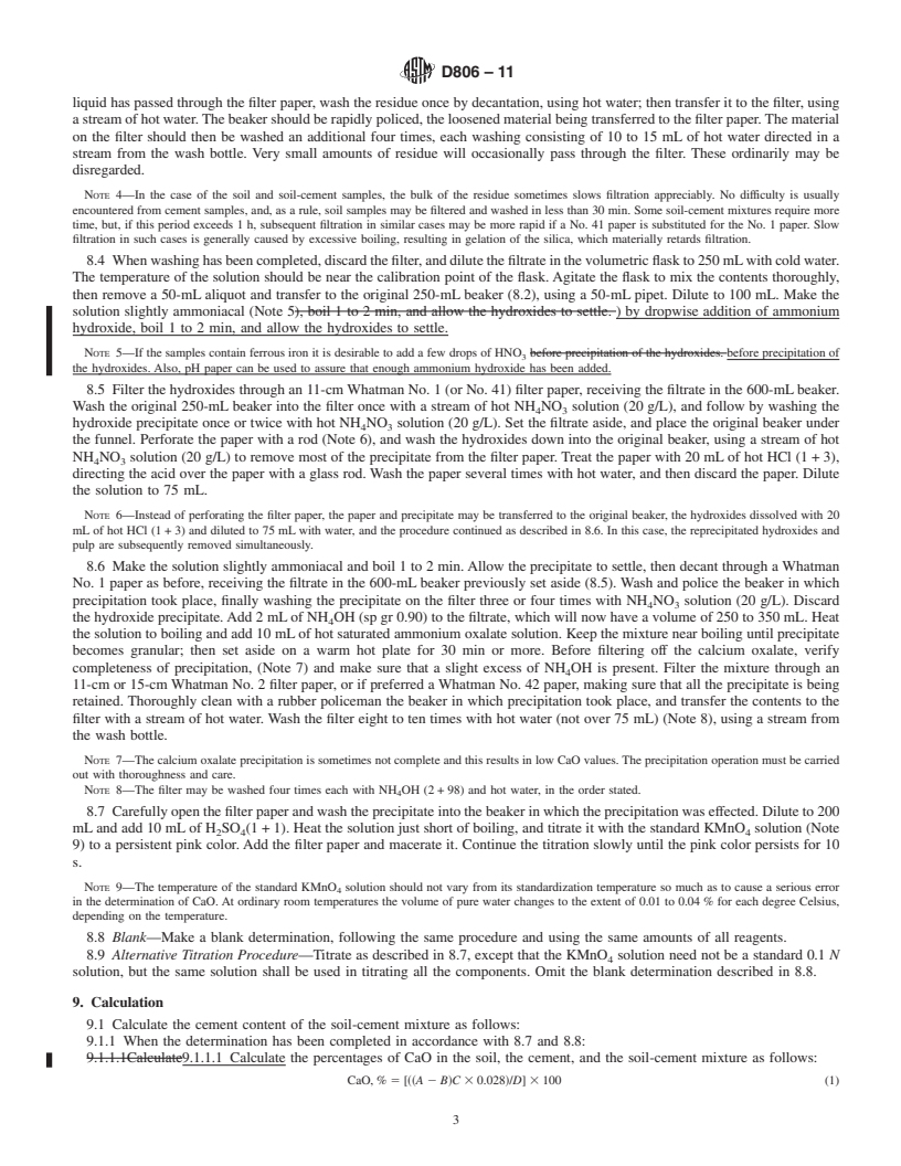 REDLINE ASTM D806-11 - Standard Test Method for Cement Content of Hardened Soil-Cement Mixtures