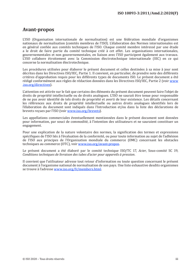 ISO 10893-3:2011/Amd 2:2020 - Essais non destructifs des tubes en acier — Partie 3: Contrôle automatisé par flux de fuite sur toute la circonférence des tubes en acier ferromagnétique sans soudure et soudés (sauf à l'arc immergé sous flux en poudre) pour la détection des imperfections longitudinales et/ou transversales — Amendement 2: Changement des critères d'acceptation
Released:6/22/2020