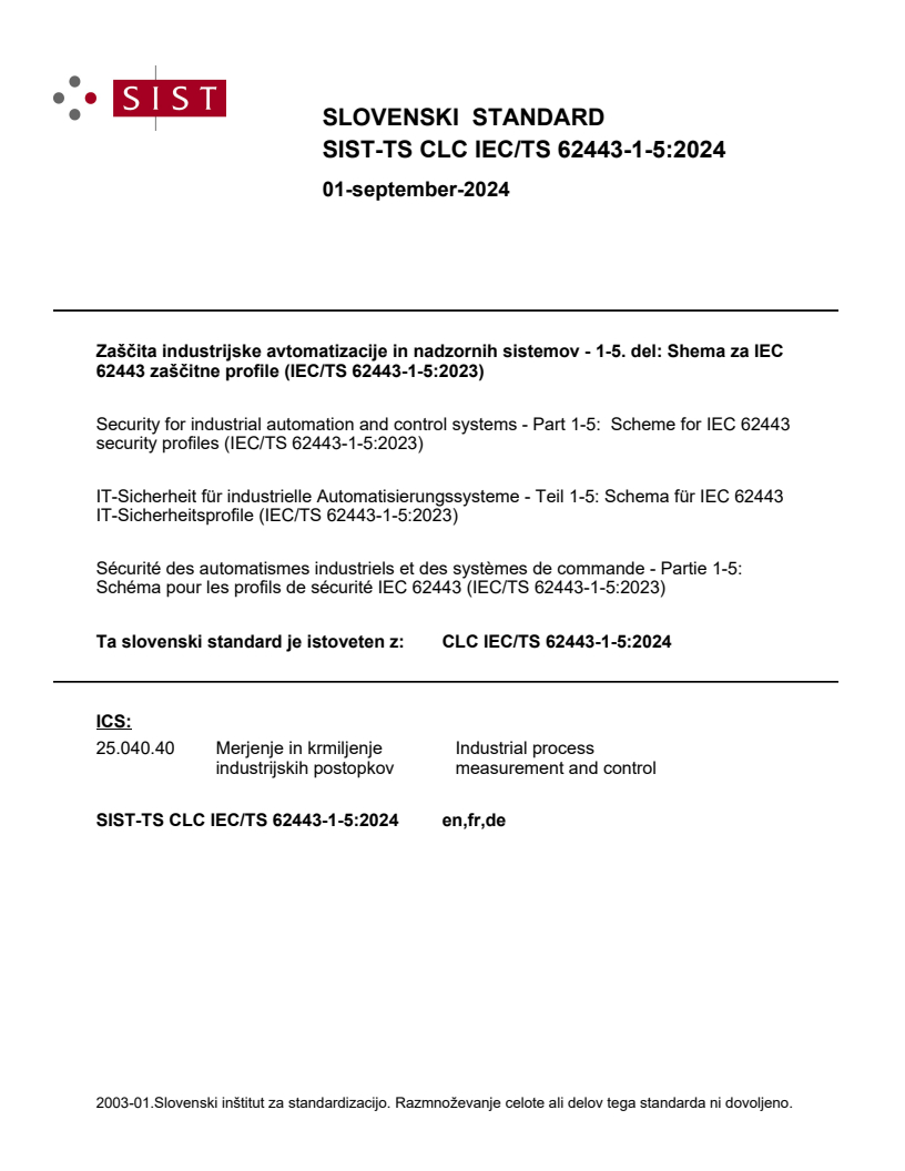 TS CLC IEC/TS 62443-1-5:2024