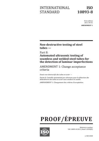 ISO 10893-8:2011/Amd 1:2020 - Change acceptance criteria