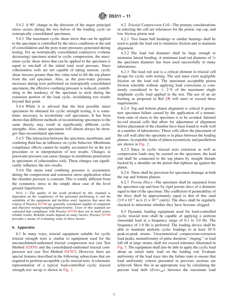 ASTM D5311-11 - Standard Test Method for Load Controlled Cyclic Triaxial Strength of Soil