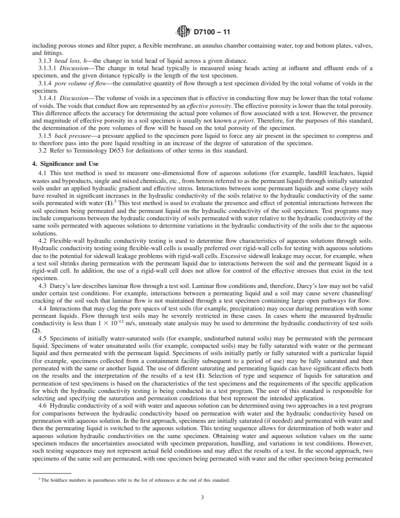 REDLINE ASTM D7100-11 - Standard Test Method for Hydraulic Conductivity Compatibility Testing of Soils with Aqueous Solutions