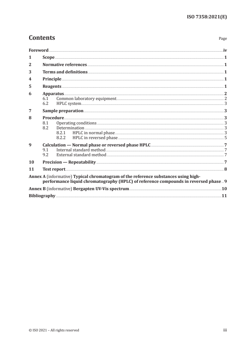 ISO 7358:2021 - Essential oils of bergamot, lemon, bitter orange and lime, fully or partially reduced in bergapten — Determination of bergapten content by high-performance liquid chromatography (HPLC)
Released:5/25/2021