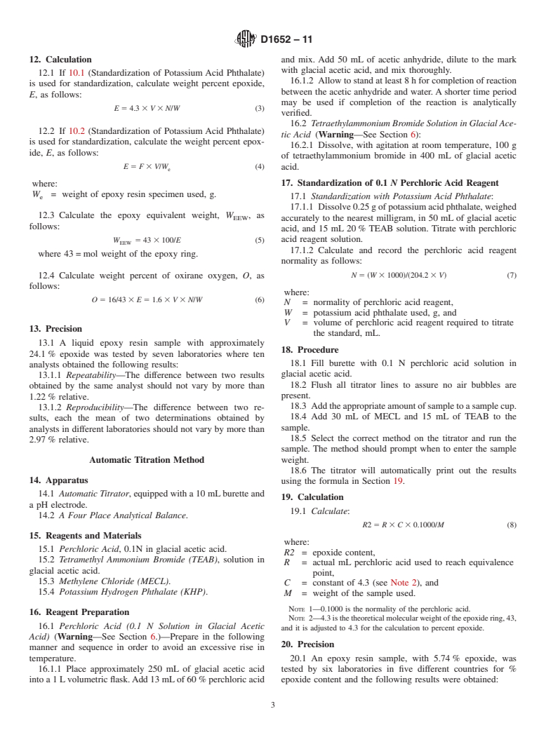 ASTM D1652-11 - Standard Test Method for Epoxy Content of Epoxy Resins